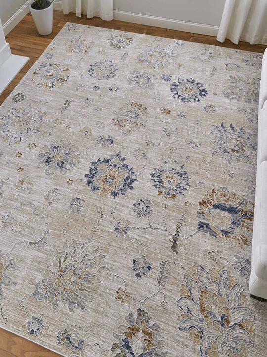 Pasha 39M9F 2' x 3' Taupe/Ivory/Blue Rug