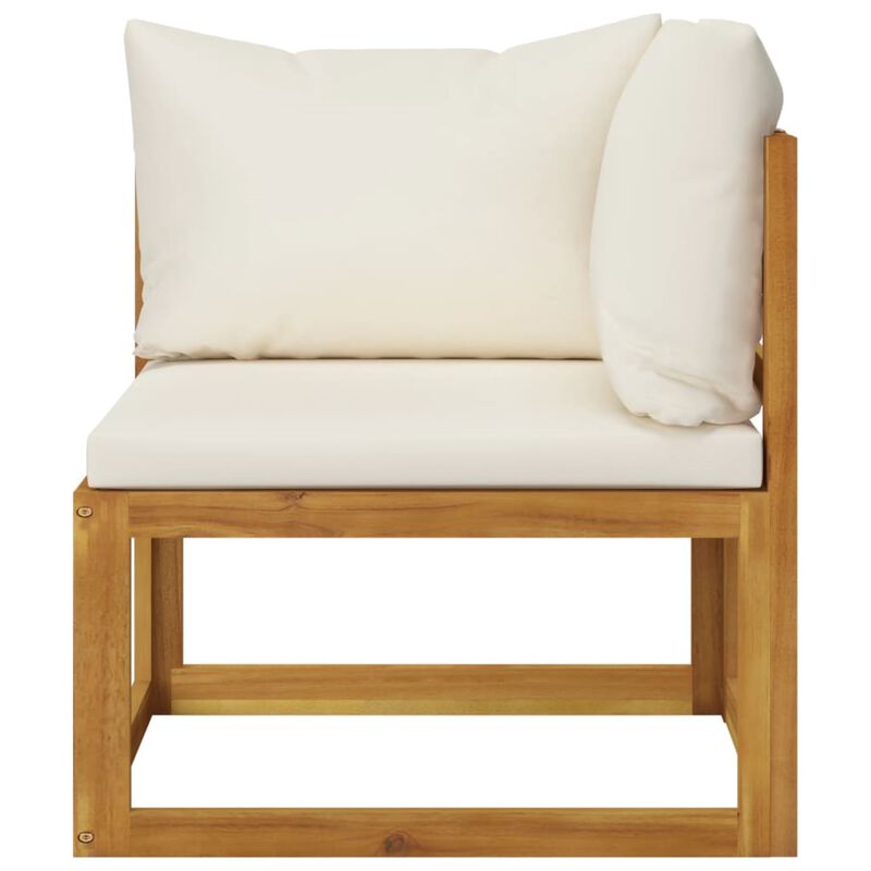 vidaXL 6 Piece Garden Lounge Set with Cushion Cream Solid Acacia Wood
