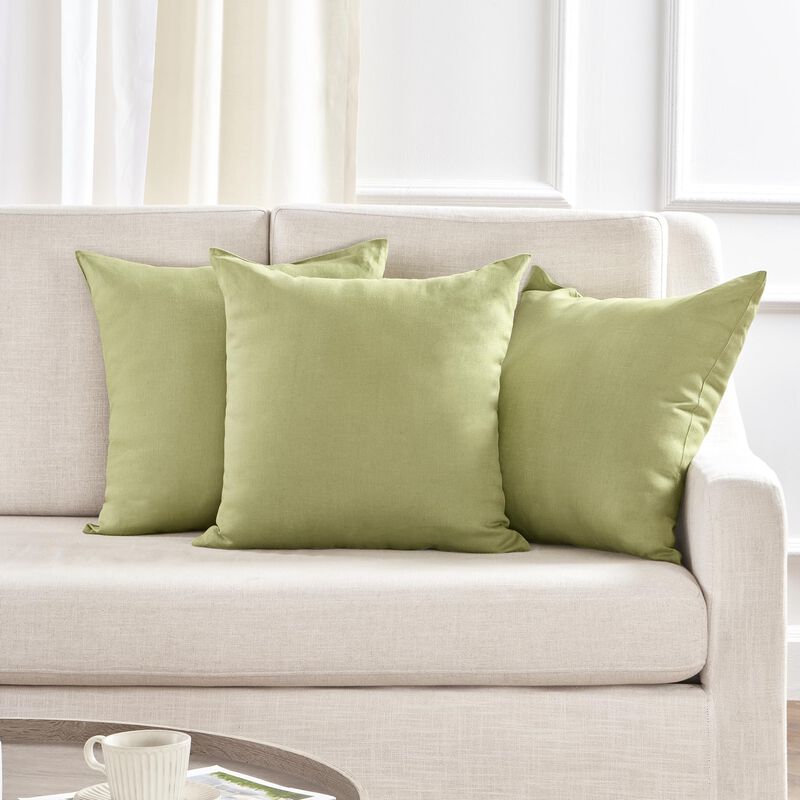 Solino Home Decorative Linen Pillow Cover 20 x 20 Inch - 100% European Flax Throw Pillow Case with Invisible Zipper | Montauk