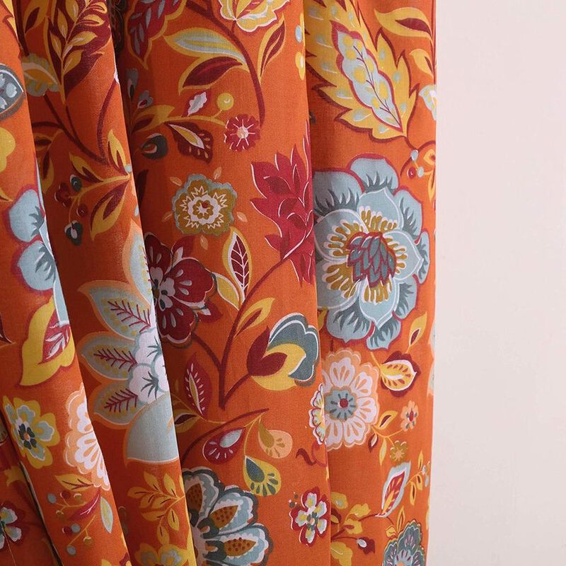 Greenland Home Fashion Astoria Festive And 3" Rod Pocket Window Curtain Panel Pair - Spice 42x95"