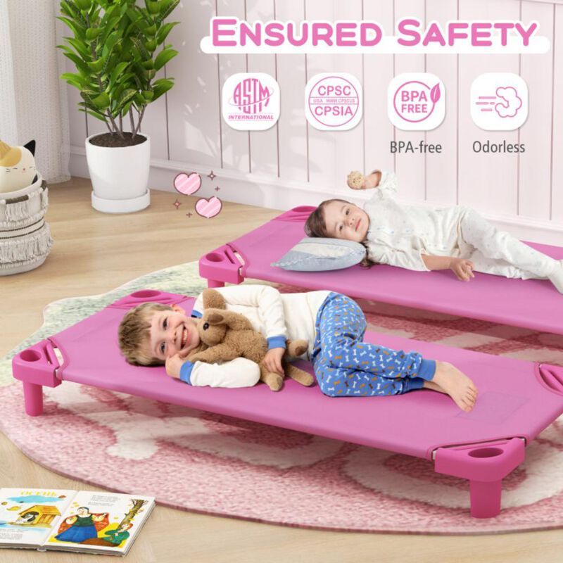 Hivvago Kids Stackable Daycare Cot Pack of 6 with Detachable Oxford Cloth