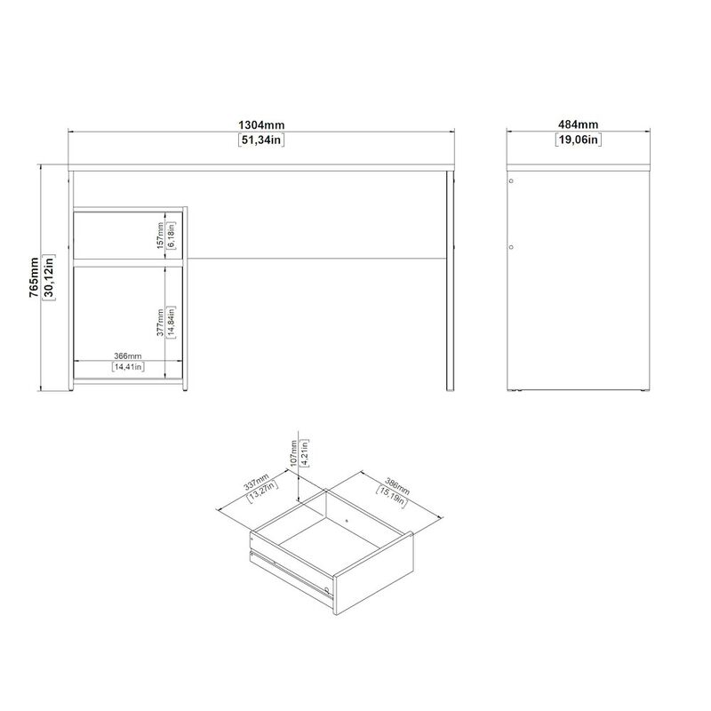Tvilum Home Office Writing Desk with 1 Door and 1 Drawer