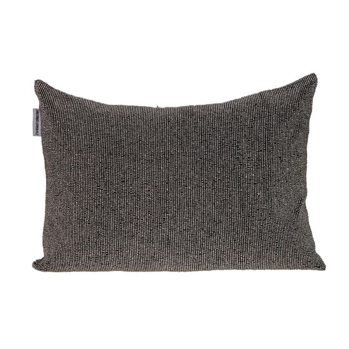 20" Gray Transitional Beaded Throw Pillow