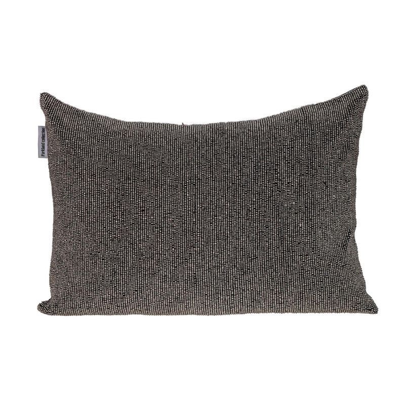 20" Gray Transitional Beaded Throw Pillow