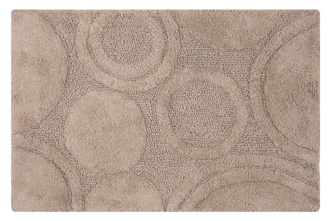 Knightsbridge Orbit Bath Rug Cotton Non Skid Back - 21x34", Stone