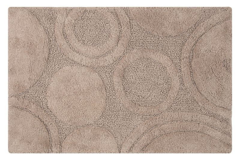 Knightsbridge Orbit Bath Rug Cotton Non Skid Back - 21x34", Stone
