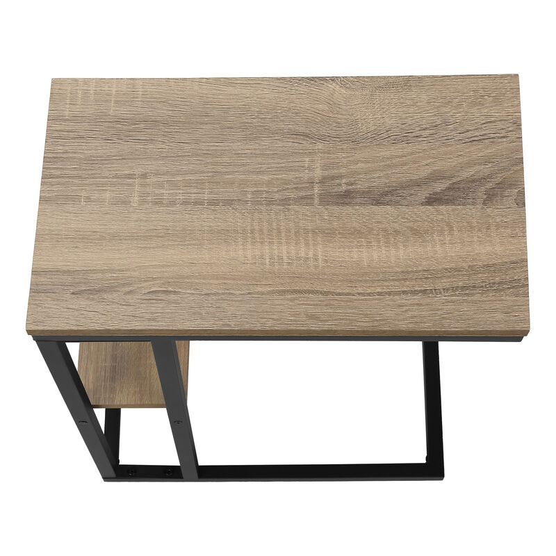 Monarch Specialties I 3672 Accent Table, C-shaped, End, Side, Snack, Living Room, Bedroom, Metal, Laminate, Brown, Black, Contemporary, Modern