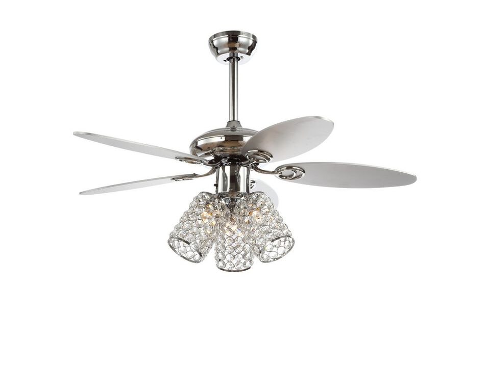 Kris 3-Light Crystal LED Ceiling Fan With Remote