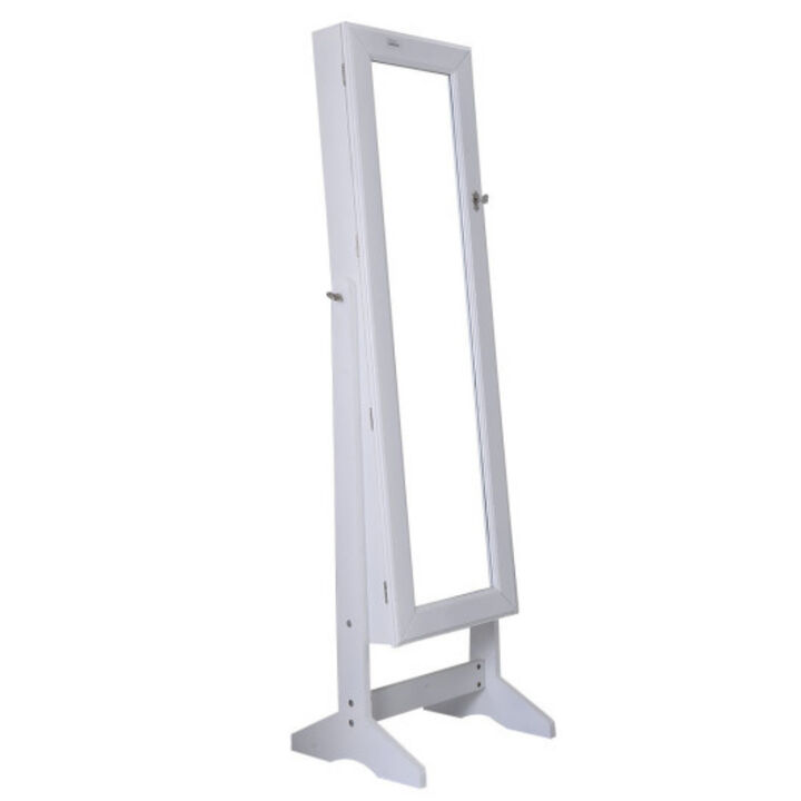 New Jewelry Cabinet Mirrored Armoire Mirror Organizer Storage Box Ring with Stand-black