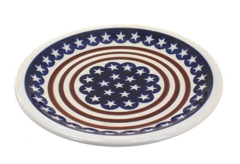 Blue Rose Polish Pottery Stars & Stripes Small Dinner Plate