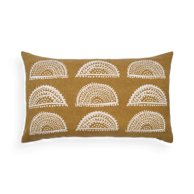 Oceanic elegance artisan print fish lumbar pillow
