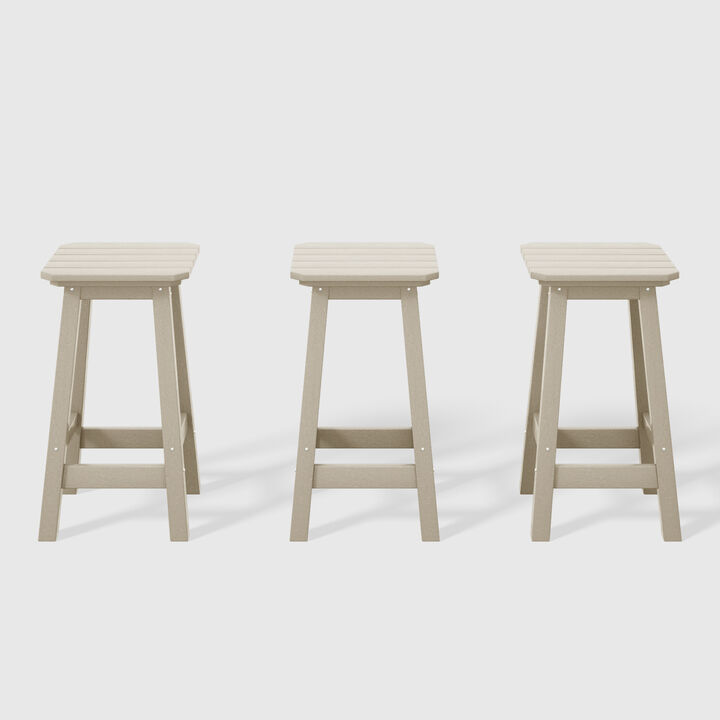 WestinTrends 24" HDPE Outdoor Patio Counter High Backless Square Bar Stools Set of Three
