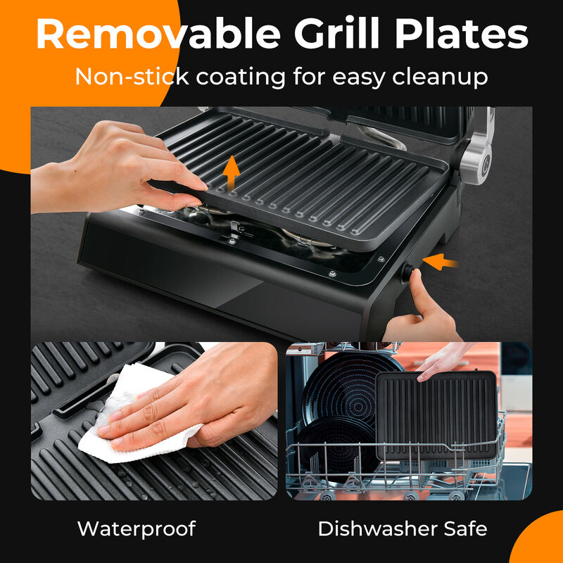 3 in 1 Indoor Electric Panini Press Grill with LED Display