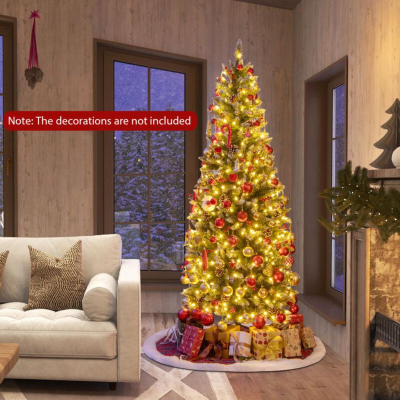 Hivvago Pre-lit Artificial Pencil Christmas Tree with Pine Cones and Red Berries