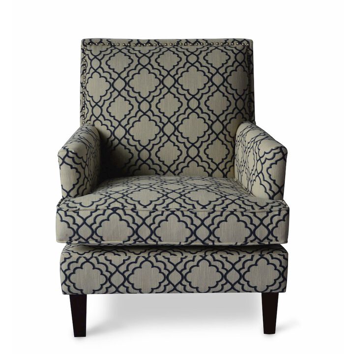 Jofran Aubrey Contemporary Geometric Upholstered Accent Chair with Nailhead Trim