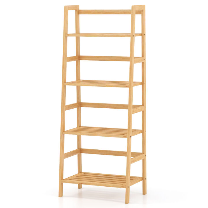 47.5 Inch 4-Tier Multifunctional Bamboo Bookcase Storage Stand Rack