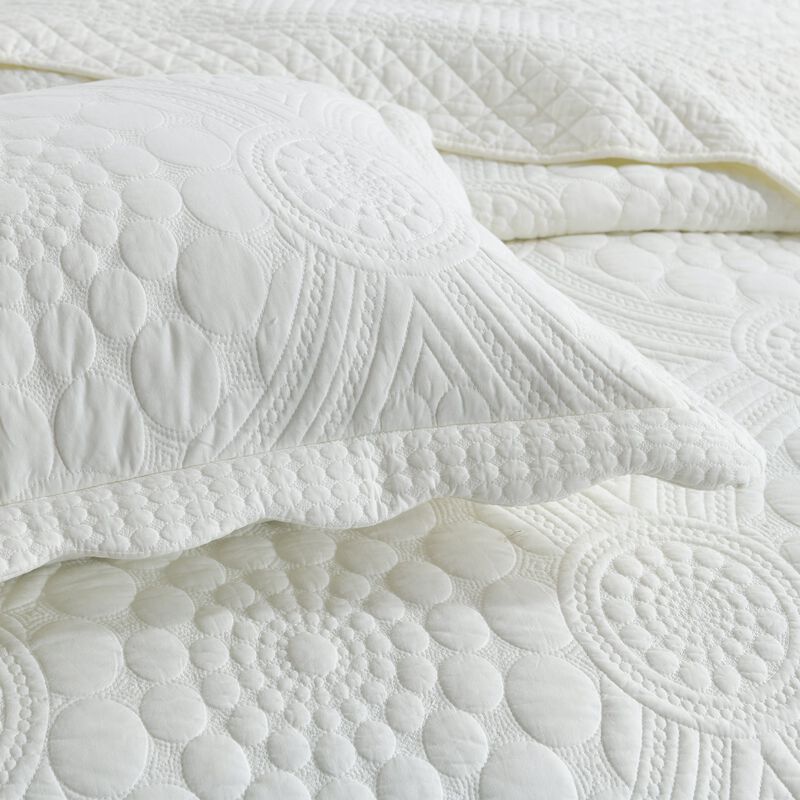 MarCielo 3 PCS 100% Cotton Oversized Bedspread Quilt Set Embroidery TF