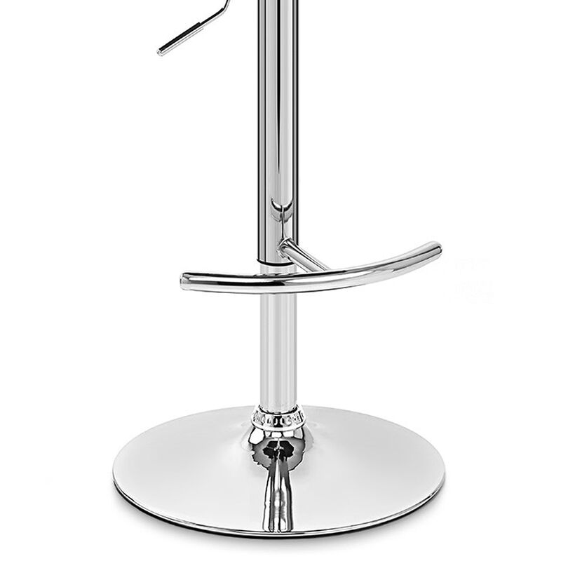 Naples Cream Faux Leather Adjustable Height Swivel Walnut Wood and Chrome Base Stool