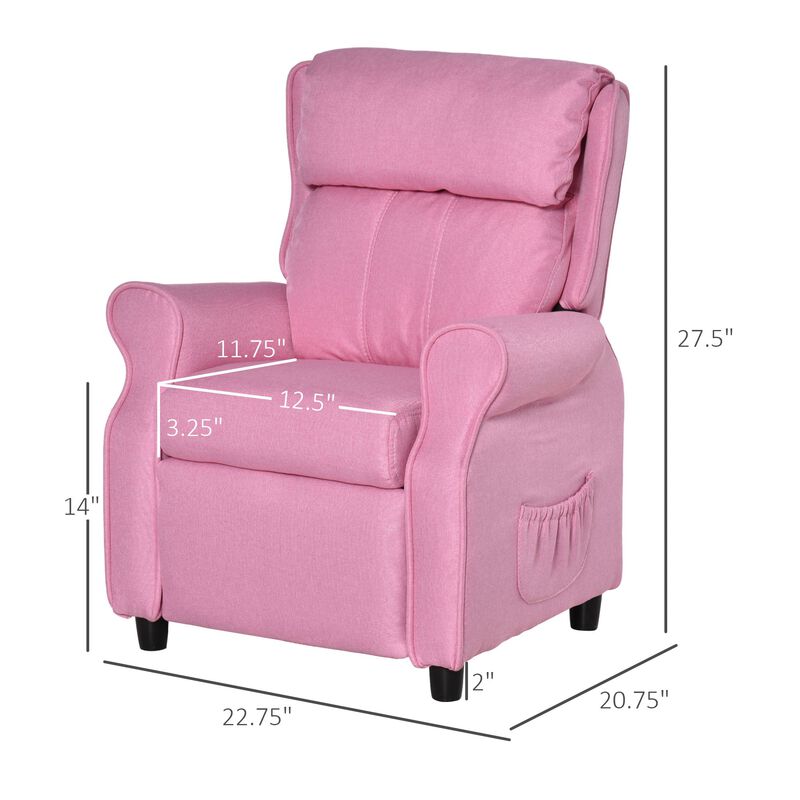 Pink Toddler Recliner: Adjustable Chair with Storage for Ages 3-5