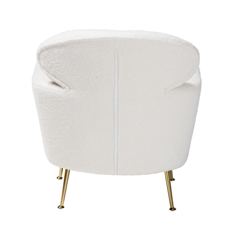 Baxton Studio Fantasia Modern White Upholstered and Gold Metal Armchair