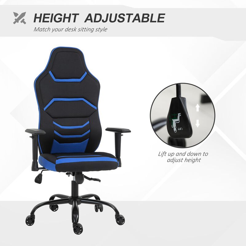Blue Racing Office Chair: High Back, Tilt, Adjustable Armrest