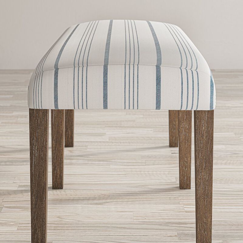 Jofran Eastern Tides Coastal Wire-Brushed Wood 46 Upholstered Dining Bench