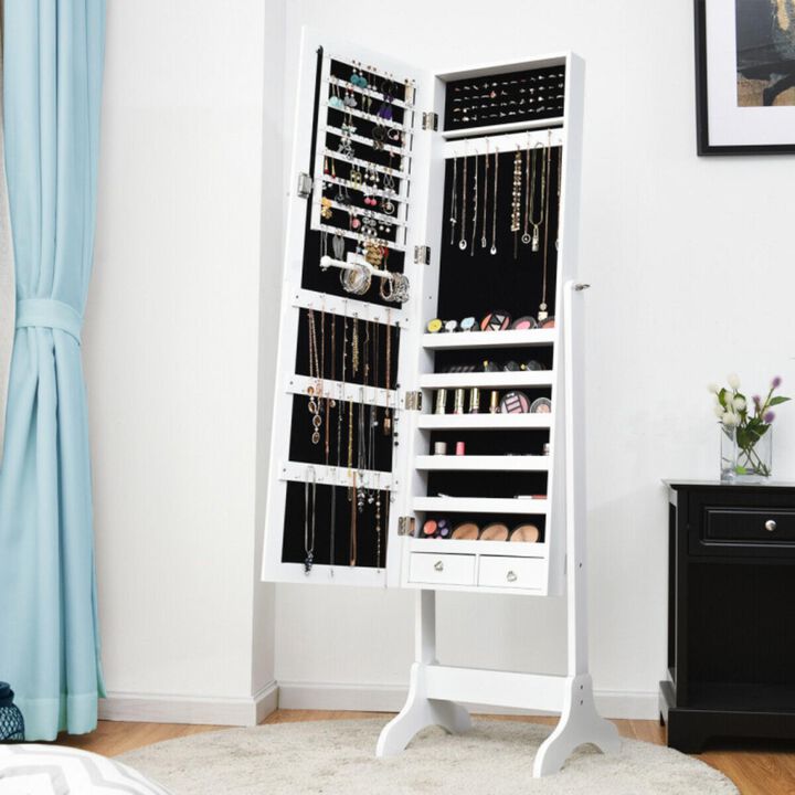 Hivvago Lockable Mirrored Jewelry Cabinet Armoire Storage Organizer Box