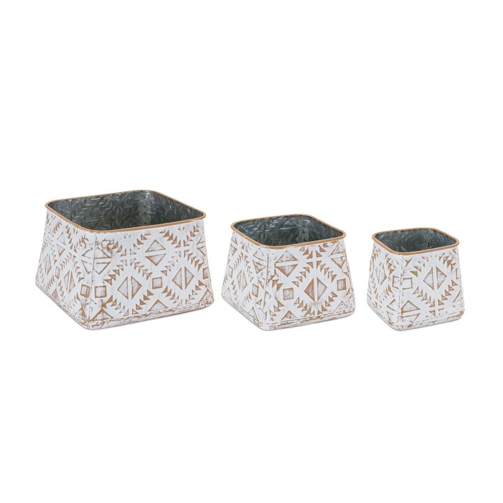Set of 3 Metal Box Planters – Durable and Stylish Decorative Planters for Home or Garden