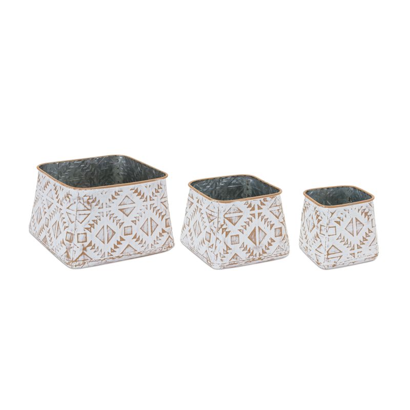 Set of 3 Metal Box Planters – Durable and Stylish Decorative Planters for Home or Garden