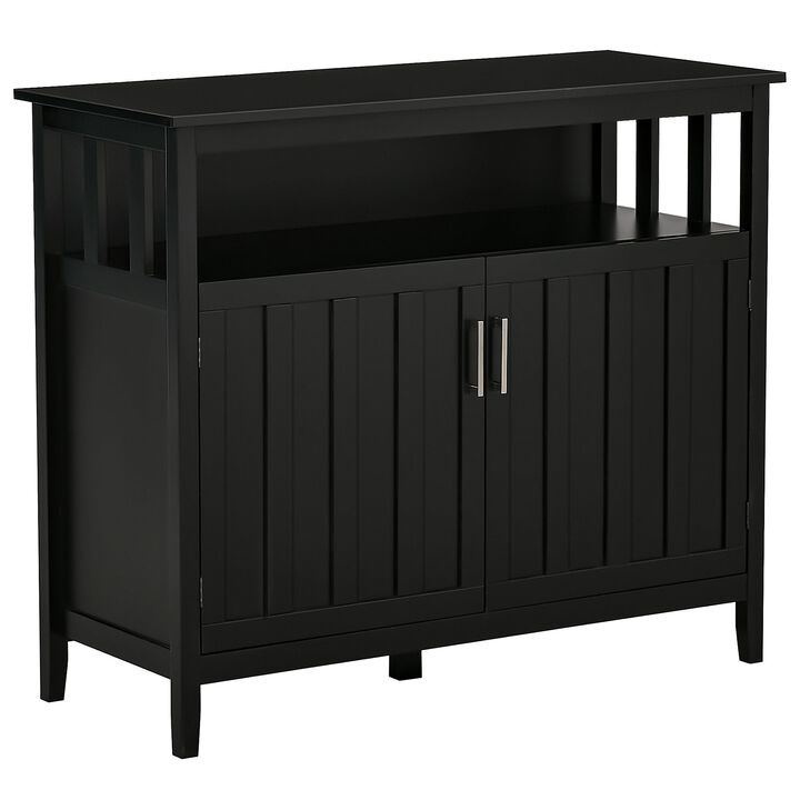 Black Entryway Cabinet: Kitchen Sideboard with 2 Doors and Shelves