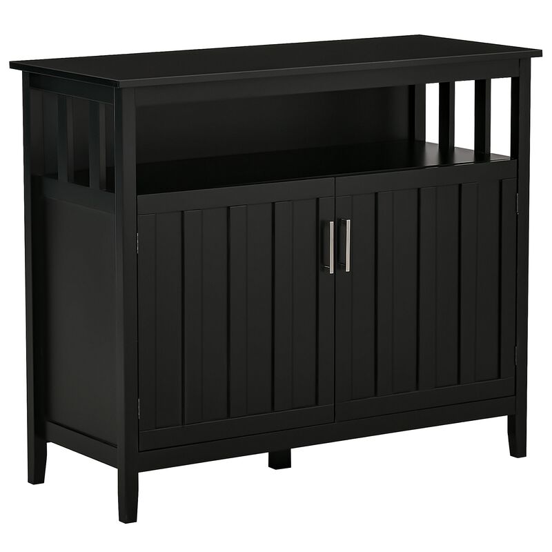 Black Entryway Cabinet: Kitchen Sideboard with 2 Doors and Shelves