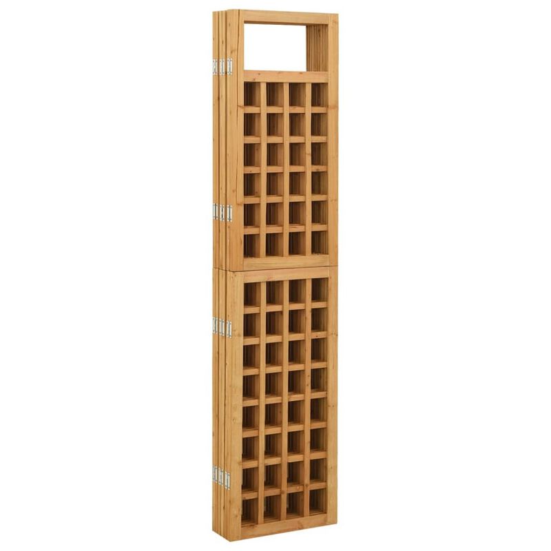 6 Panel Room Divider Trellis, Foldable Brown Solid Wood Frame, 96 Inch - Benzara