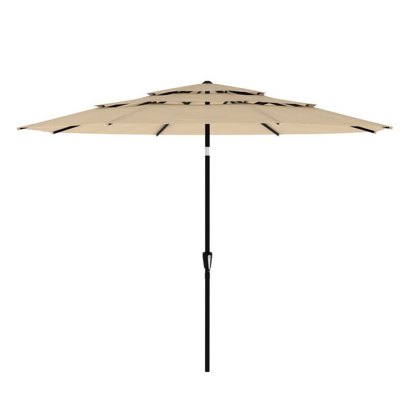 FUFU&GAGA 11FT 3-Tier Patio Umbrella – Navy Blue, Crank & Tilt, Heavy-Duty Steel Frame, UV-Resistant Polyester, Outdoor Sunshade