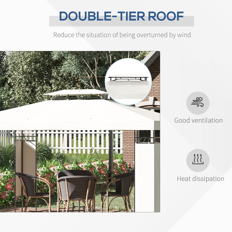 Cream Outdoor Pavilion: 13'x10' Gazebo with Double Vented Roof