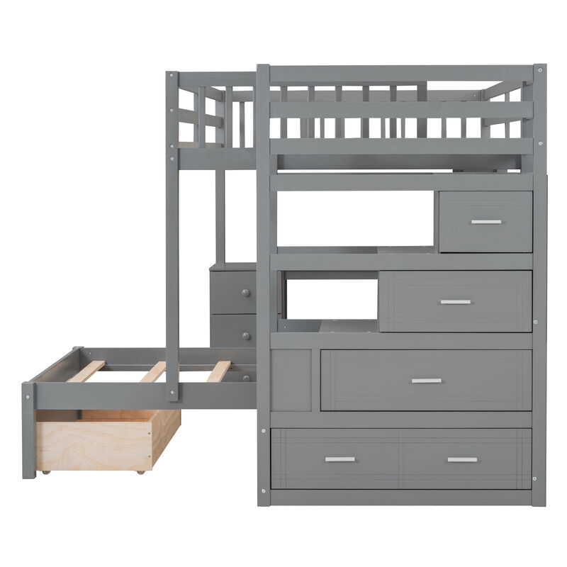 Merax Bunk Bed with Storage Staircase