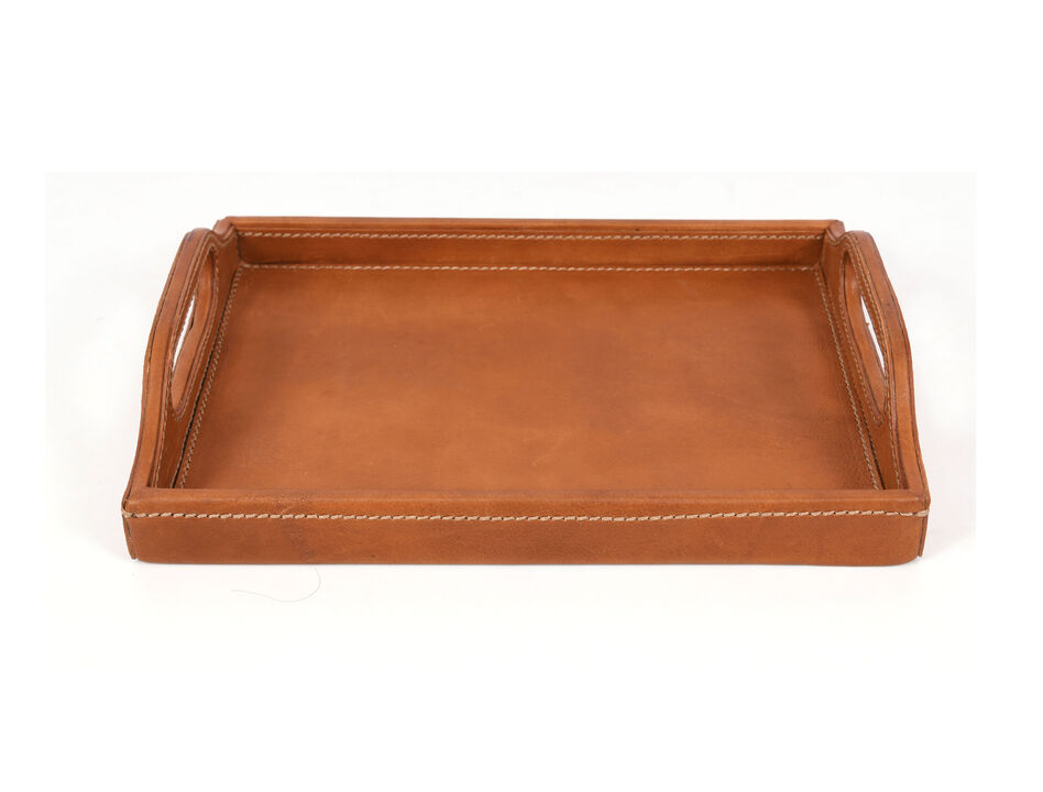 Ombra Leather Serving Tray - Tan