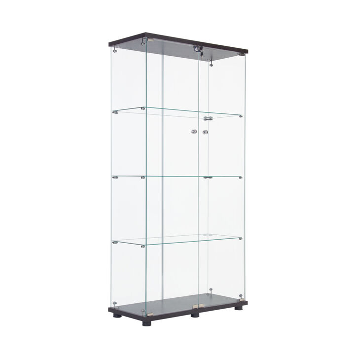 Two Door Glass Cabinet Glass Display Cabinet With 4 Shelves