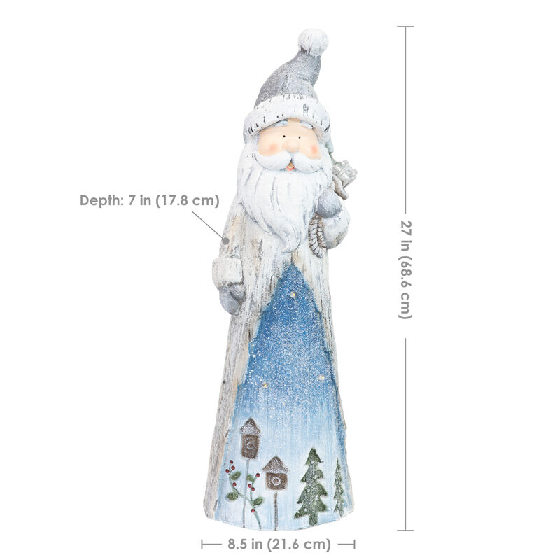 Sunnydaze Rustic Father Christmas Indoor Pre-Lit LED Statue - 27 in