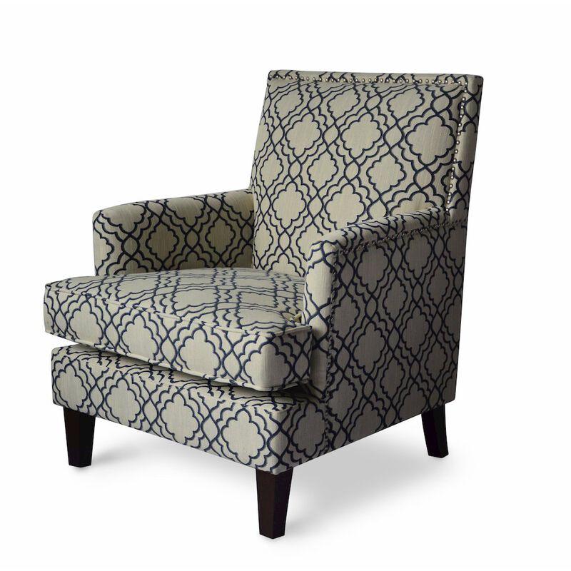 Jofran Aubrey Contemporary Geometric Upholstered Accent Chair with Nailhead Trim