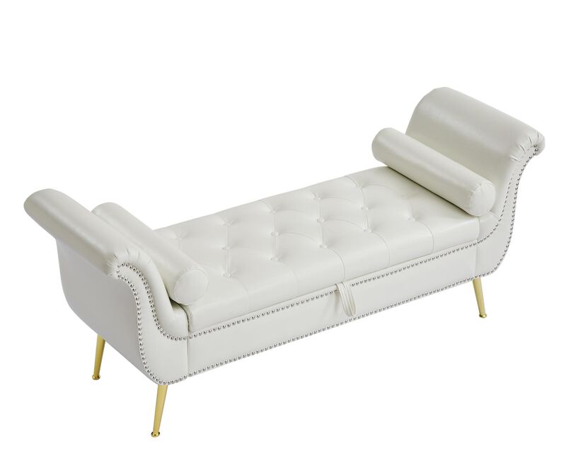 Upholstered Storage Ottoman Bench Flip-Top Bedroom Lounge Seating with Hidden Compartment