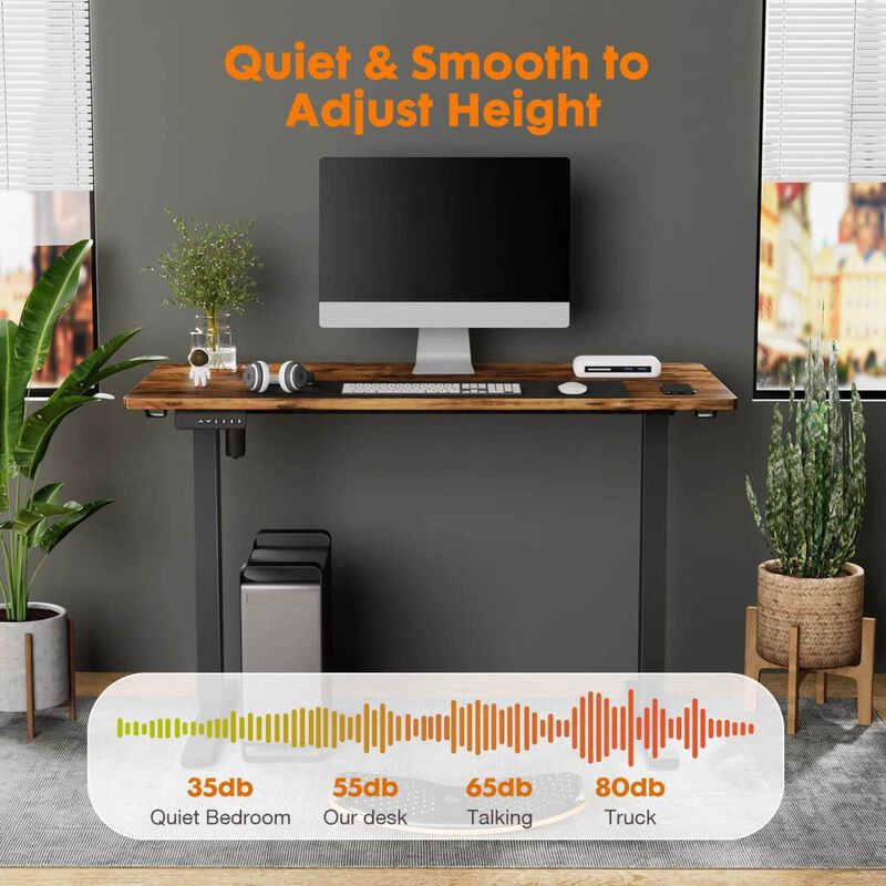 Electric Height Adjustable Standing Desk, Sit To Stand Ergonomic Computer Desk, Brown, 40" X 24"