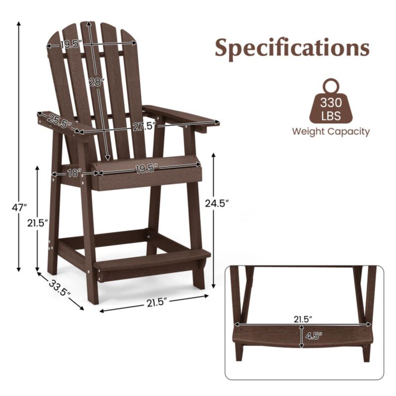 Hivvago HDPE Patio Chair with Armrest and Footrest for Indoor Outdoor