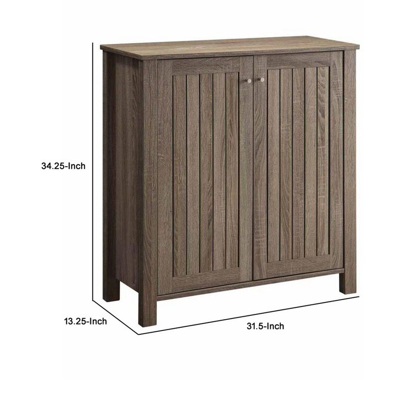 Sophisticated Wooden Shoe Cabinet, Gray-Benzara