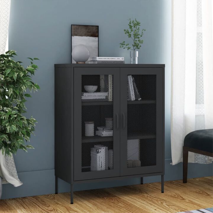 vidaXL Steel Storage Cabinet with Adjustable Shelves, Industrial Style, Practical Design, Anthracite, 31.5"x13.8"x40", Load Capacity 198.4 lbs