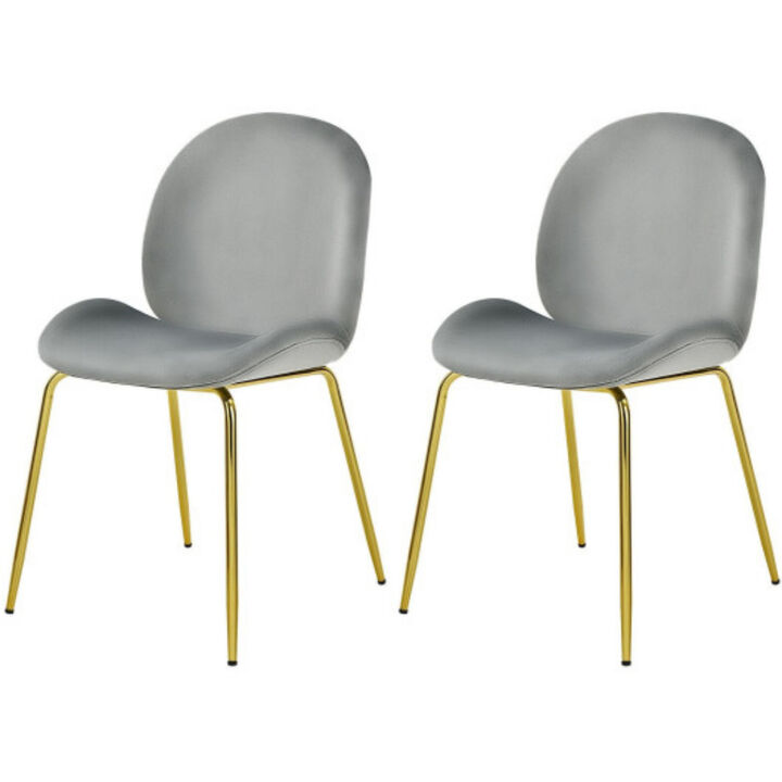 Set of 2 Velvet Accent Chairs with Gold Metal Legs