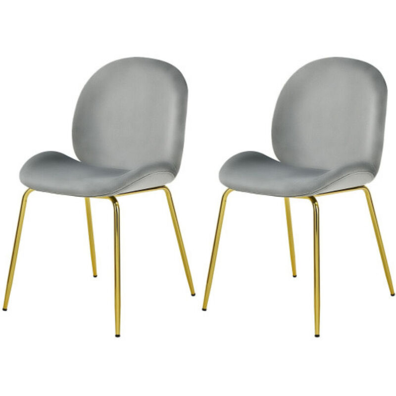 Set of 2 Velvet Accent Chairs with Gold Metal Legs