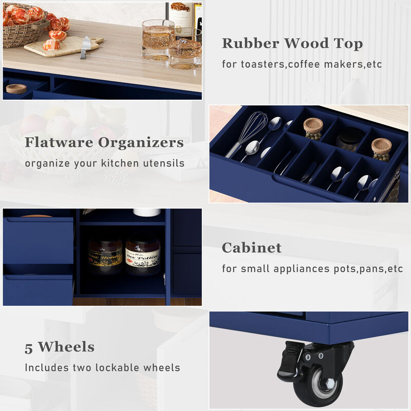 Merax Kitchen Cart with Rubber Wood Countertop