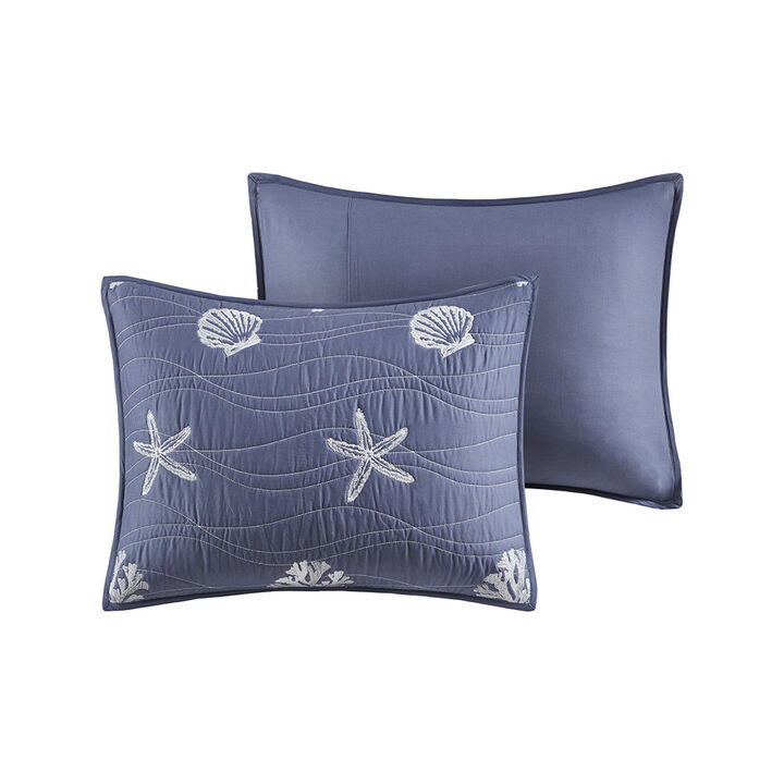 Gracie Mills Elisa 4 Piece Cotton Reversible Embroidered Quilt Set with Throw Pillow