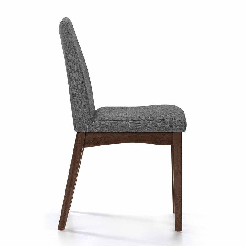 Heli Side Dining Chair, Set of 2, Curved, Gray Textured, Splayed Legs - Benzara