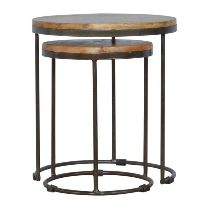 End Table Set of 2 with Iron Base